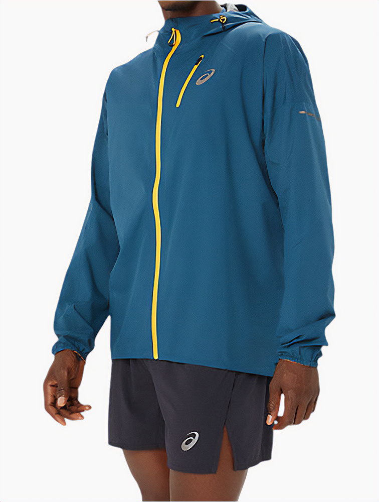 MyRunway | Shop Asics Magnetic Blue Fujitrail Waterproof Jacket